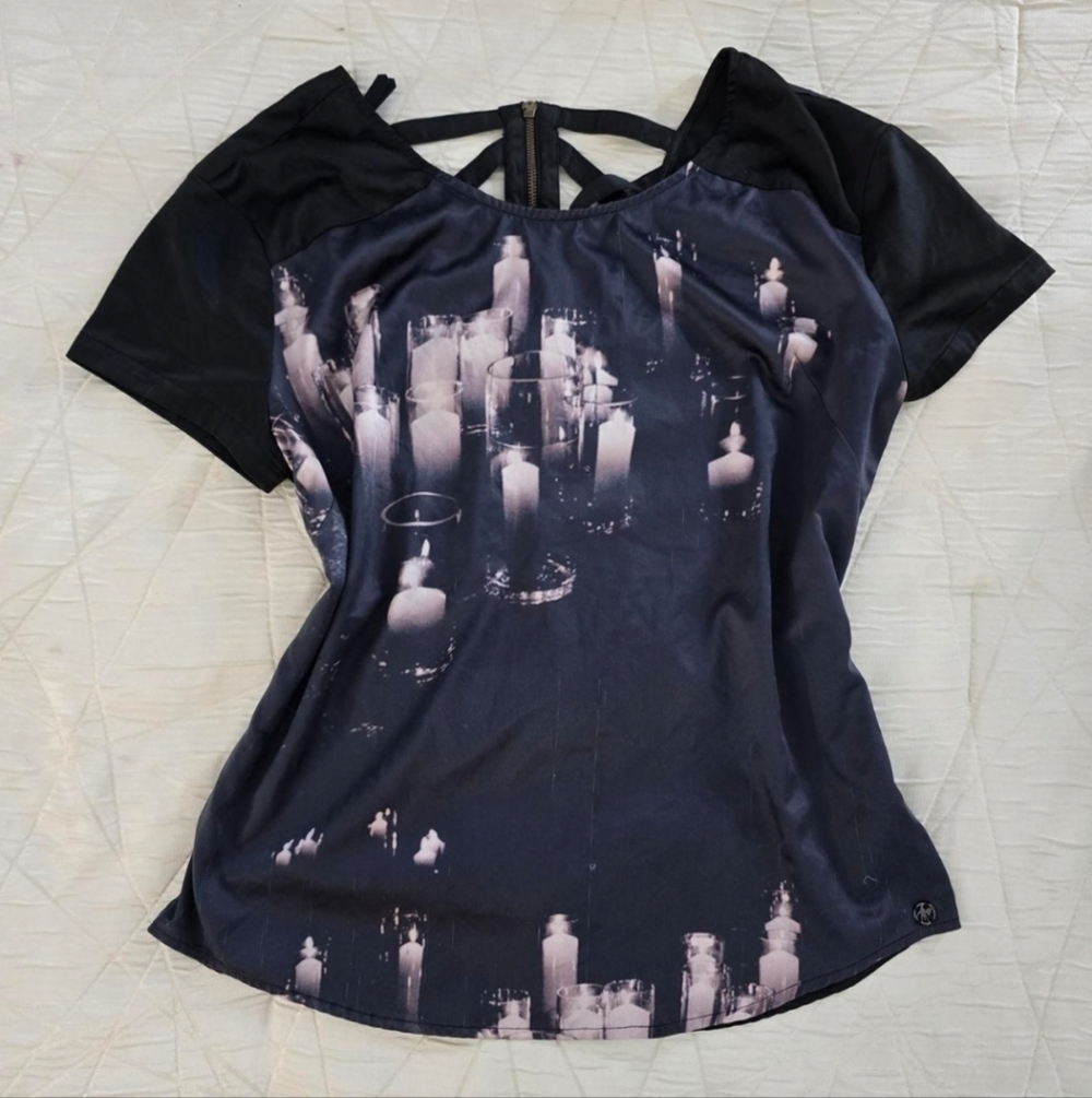 Vintage Gentle Fawn Candle Print Top – Gothic/Romantic